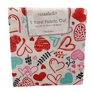 1 YD New Create It 36"X42" Valentine Heart Flower Doodle Quilting Cotton Fabric